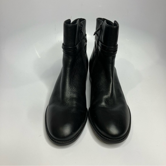 Talbots Tish Wrap Tie Pebbled leather ankle boots black leather size 10 - Picture 3 of 9